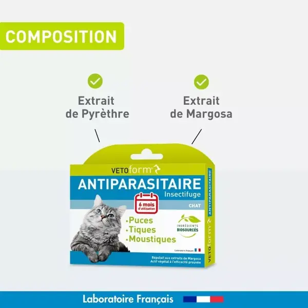 Vetoform Antiparasitário contra Pulgas, Carrapatos e Mosquitos - 6 pipetas
