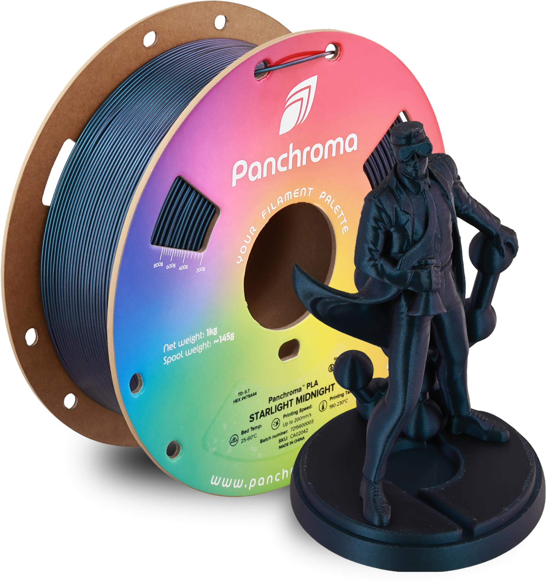 Polymaker  Panchroma™ PLA Starlight Midnight, 1,75 mm / 1000 g    Das Funkeln der Mitternachtssterne