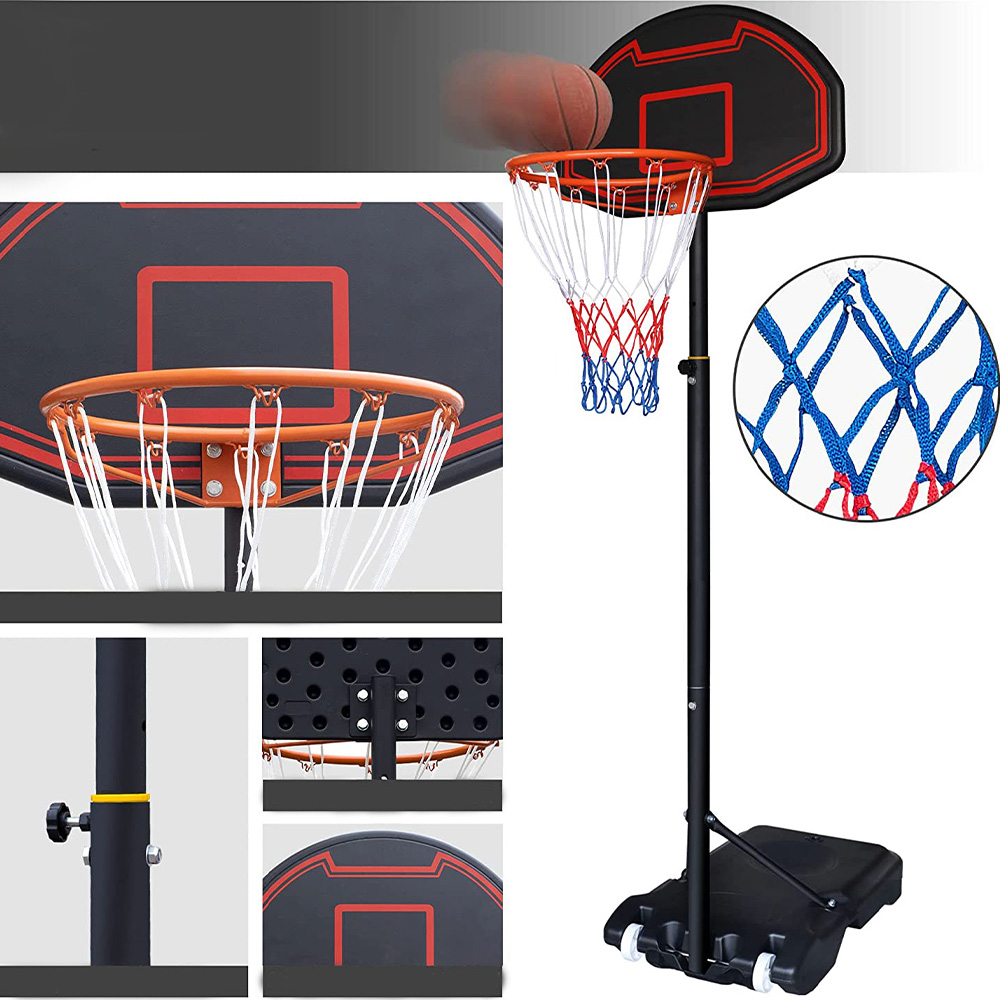 (2.1m) Basketball Korb Outdoor Spiel mit Höhenverstellbarem Ständer / Rollen - Schwarz