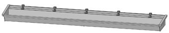Intersan Sanilav muurwastrog m. wastafelkraan m. 1/4 draaiknop m. verlengde uitloop 300cm 5-personen RVS