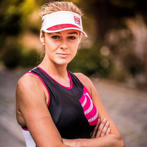 Visière running COMPRESSPORT SPIDERWEB ULTRALIGHT VISOR RED/WHITE