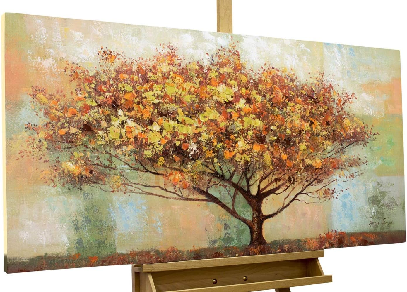 KunstLoft Leinwandbild | 100% HANDGEMALT | 120x60cm | Gemälde 'No Man's Land' | Wald & Bäume | Braun | Wandbild Wohnzimmer