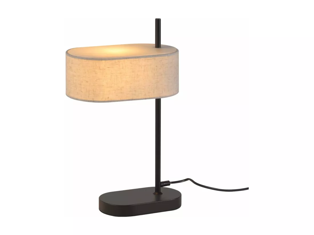 NETTLIFE Lampe de chevet chambre vintage 44,5cm E14 abat-jour en tissu lin noir avec interrupteur, sans ampoule