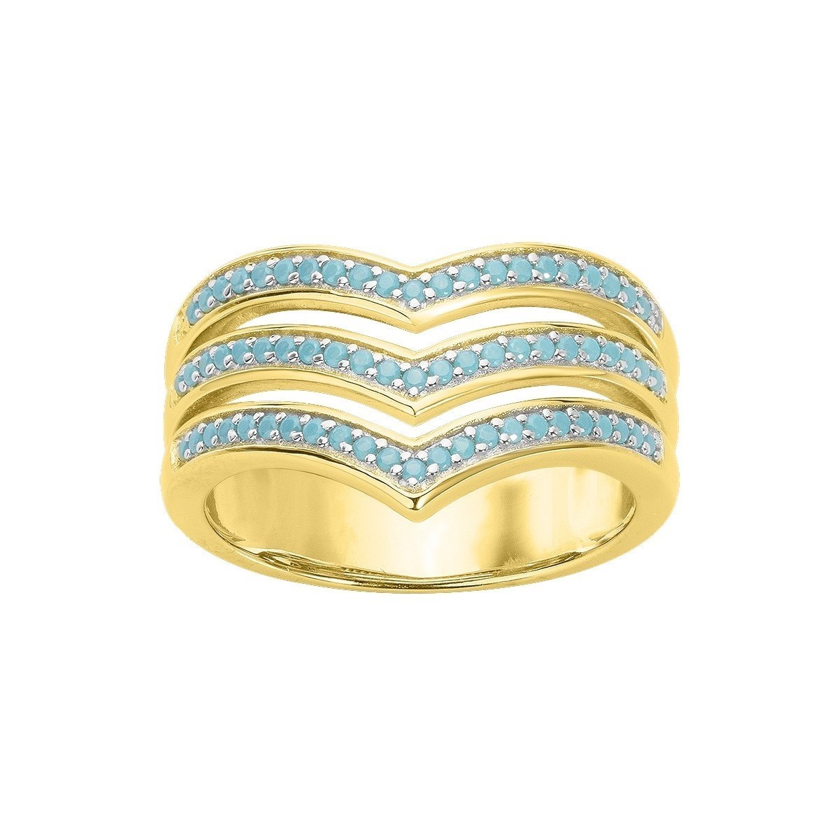 Bague en Plaqué or et pierre de couleur - jaune brillant