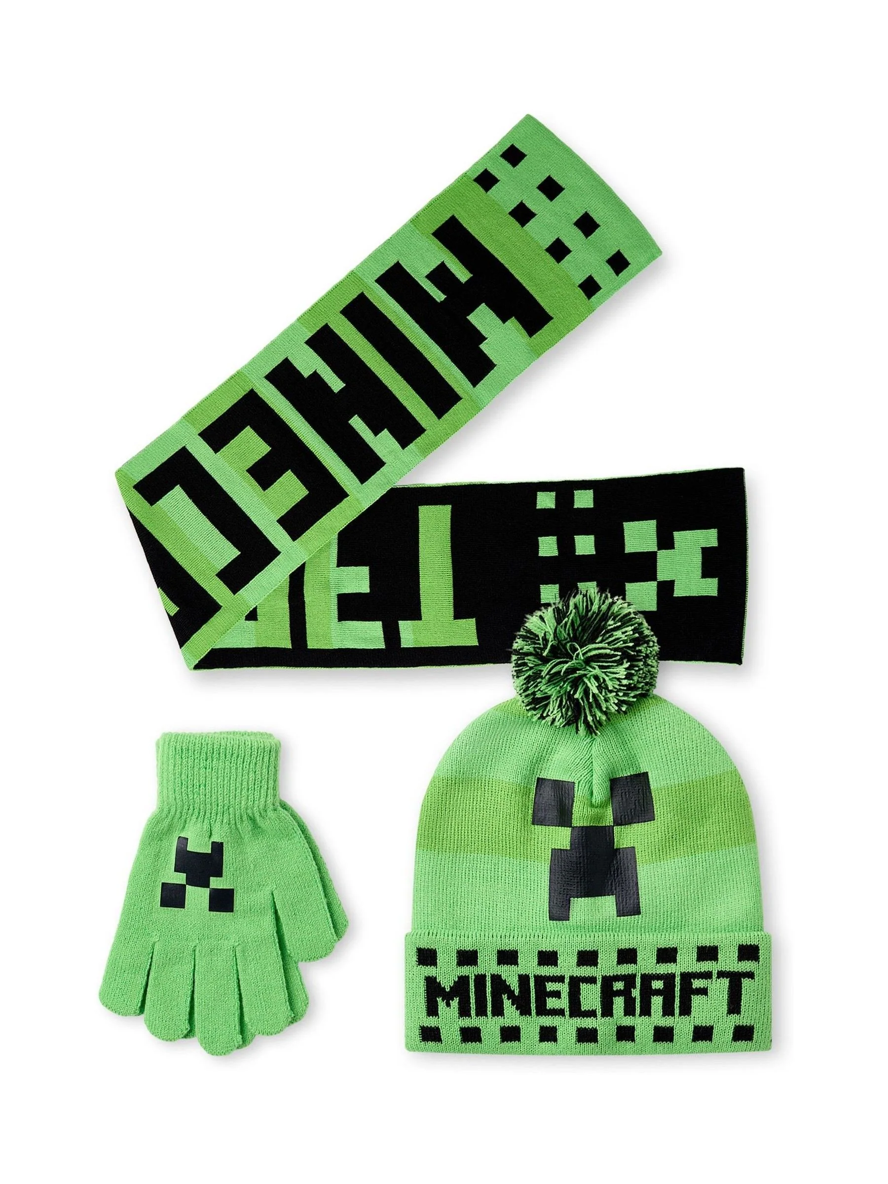 Vanilla Underground Minecraft Boys Hat, Gloves & Scarf Set