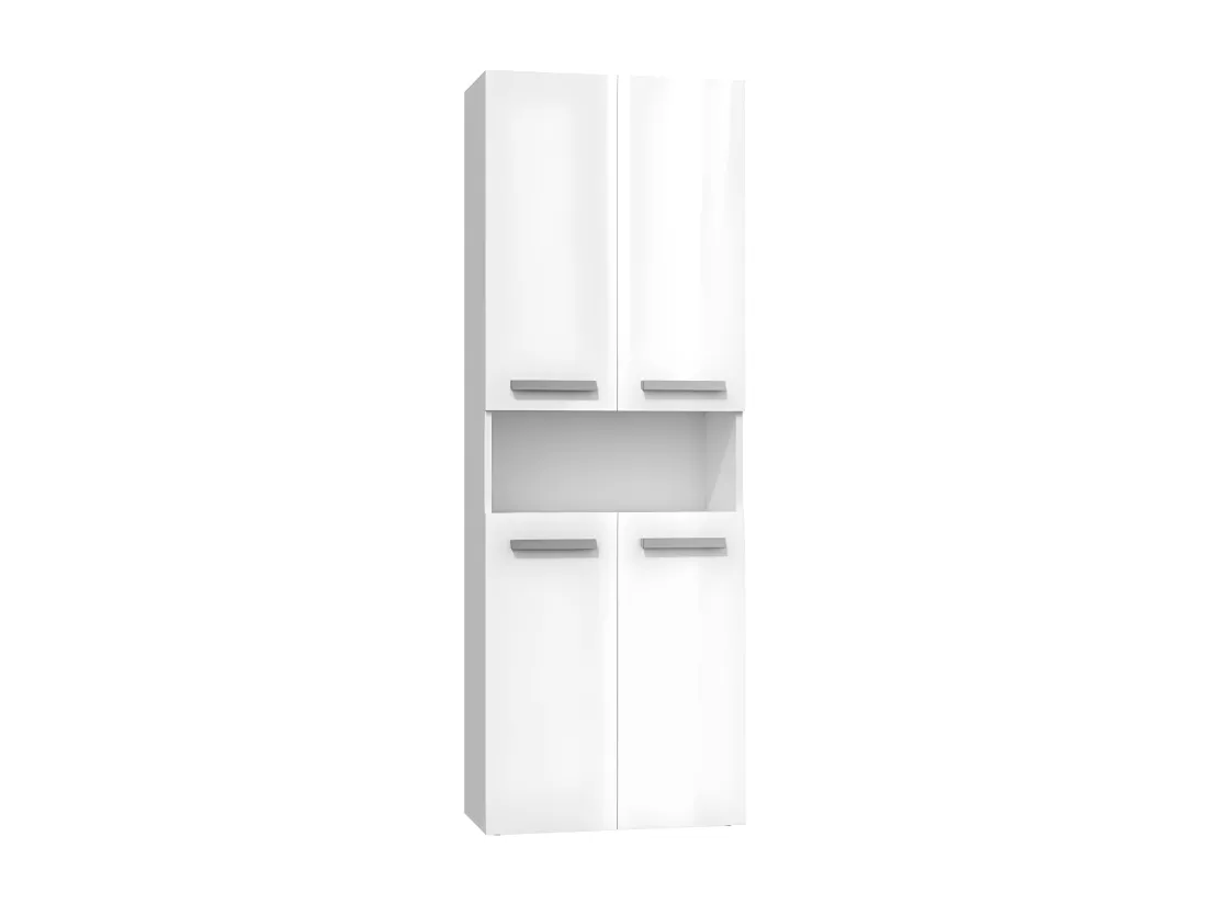 MOBY | Armoire de salle de bain avec deux paniers | Poignées minimalistes | Dimensions : 174x60x30 | Colonne de rangement