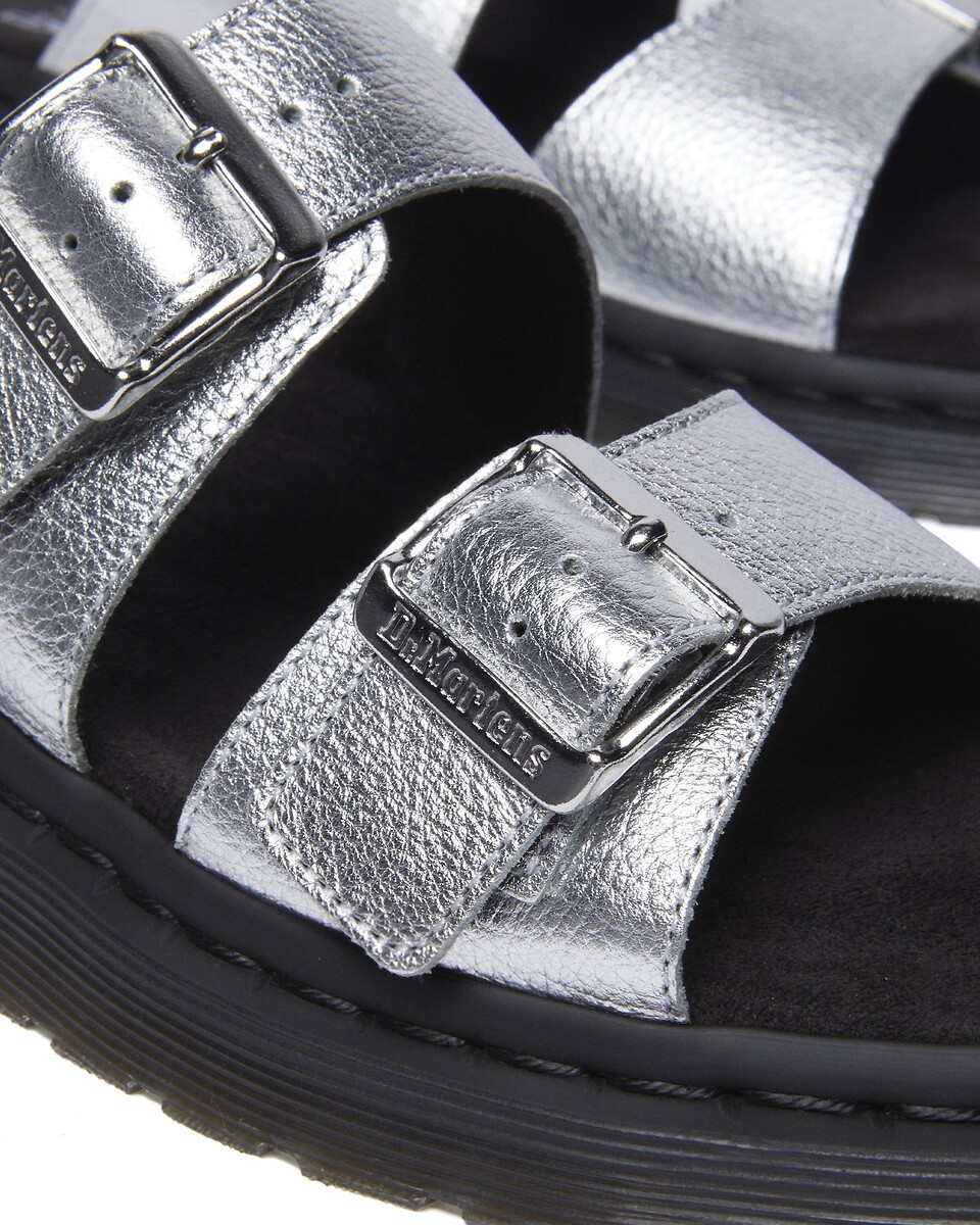 DR. MARTENS<br>Mules de couro Josef Slide Prata Metálico