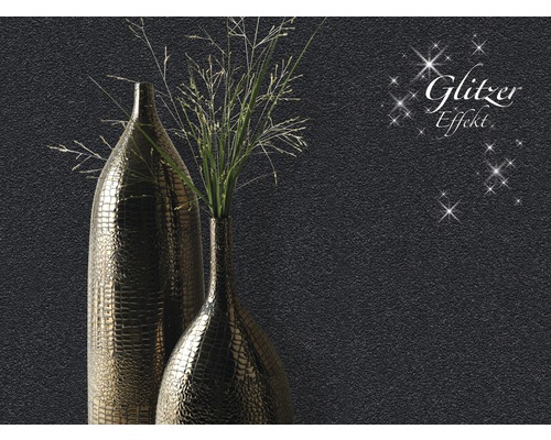 Vliesbehang 631415 effen glitter zwart