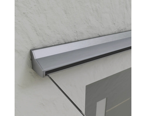 ARON Avignon luifel 2800x1000 mm, wandaansluiting, aluminium EV1 gelaagd veiligheidsglas 16mm helder met LED-verlichting, aansluiting links