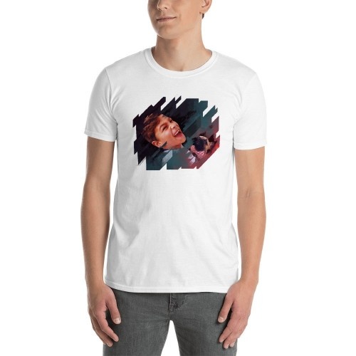 Camiseta eletrônica masculina Mascochula personalizada com seu animal de estimação, branca