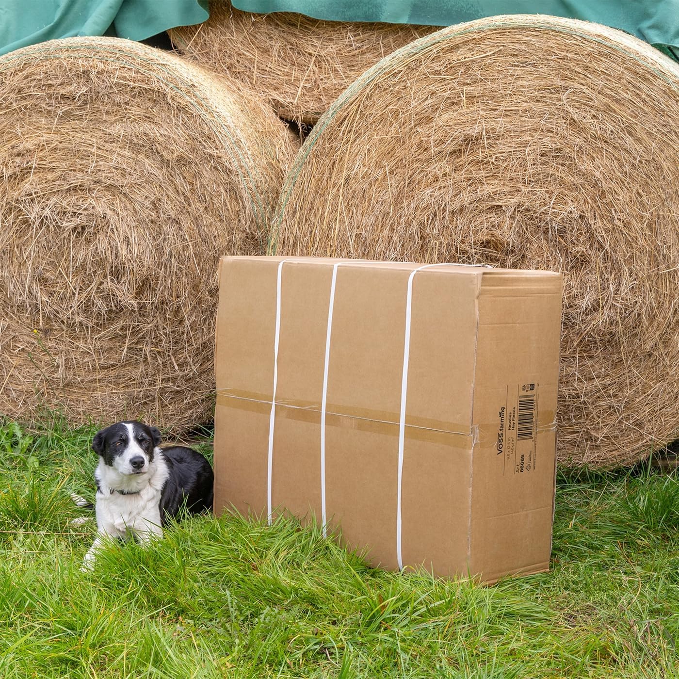 VOSS.farming Heuvlies 9,8 x 12,5m, Strohvlies, Strohballenschutz, Rundballen-Vlies 140g/m²