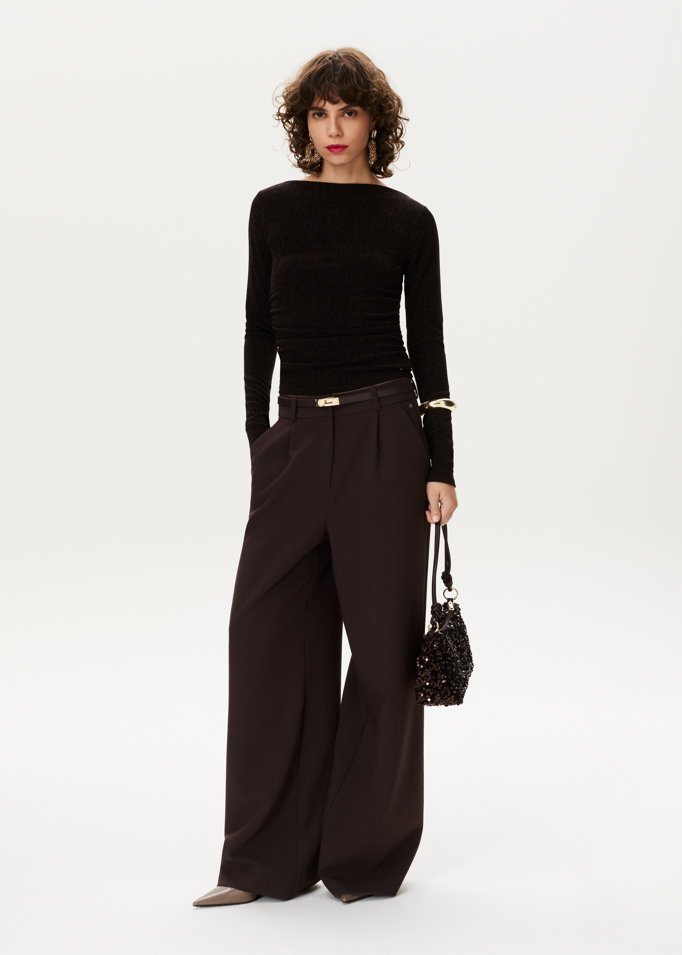 Lurex top met boothals