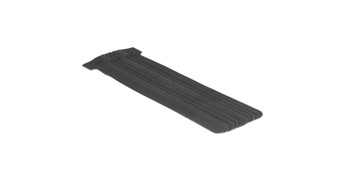 DeLOCKHook-and-loop fasteners, 10 stuks kabelbinder  (Zwart, L 200 mm x B 12 mm)