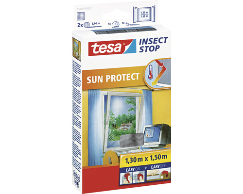 Vliegenhor voor ramen Sun Protect tesa Insect Stop zonder boren antraciet 130x150 cm