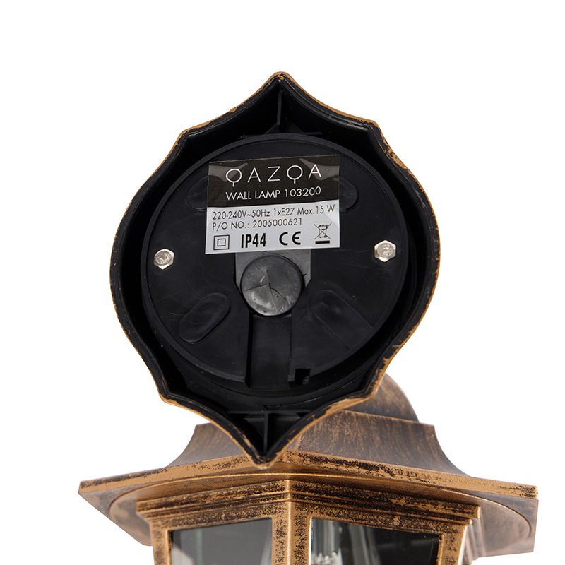 Antieke buiten wandlamp goud IP44 - New Haven
