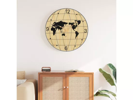 Horloge murale jaune et noir Ø50 cm bois d'ingénierie