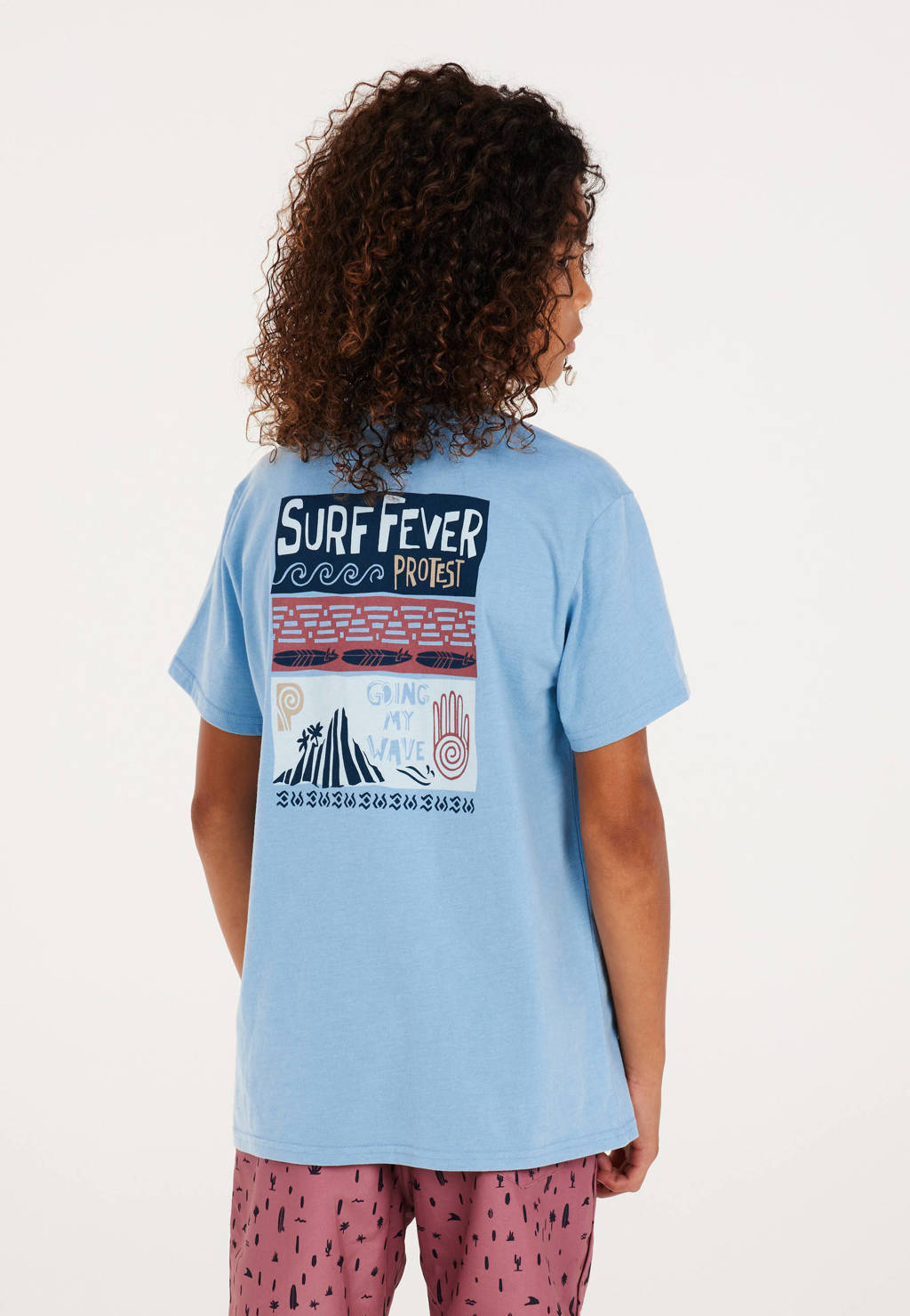 Protest T-shirt met printopdruk lichtblauw
