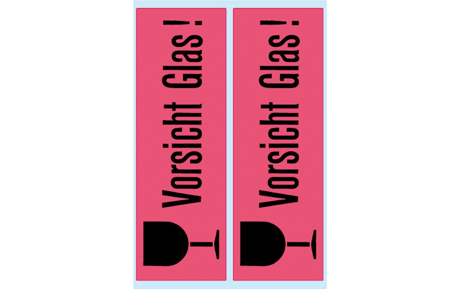 Text-Etiketten 39 x 118 mm Vorsicht GlasHinweisetiketten Vorsicht Glas