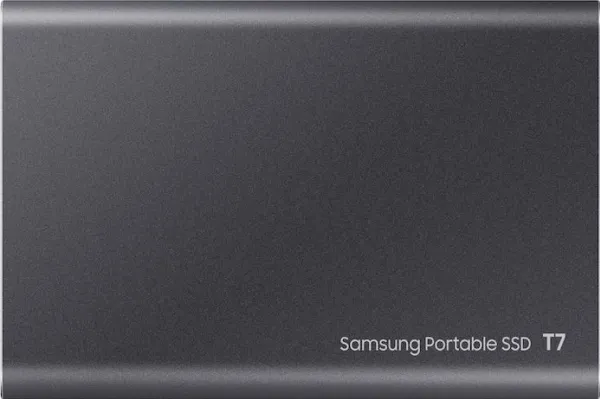 Samsung T7 MU-PC2T0T - SSD - krypteret - 2 TB - ekstern (bærbar) - USB 3.2 Gen 2 (USB-C stikforbindelse) - 256-bit AES - titan grå