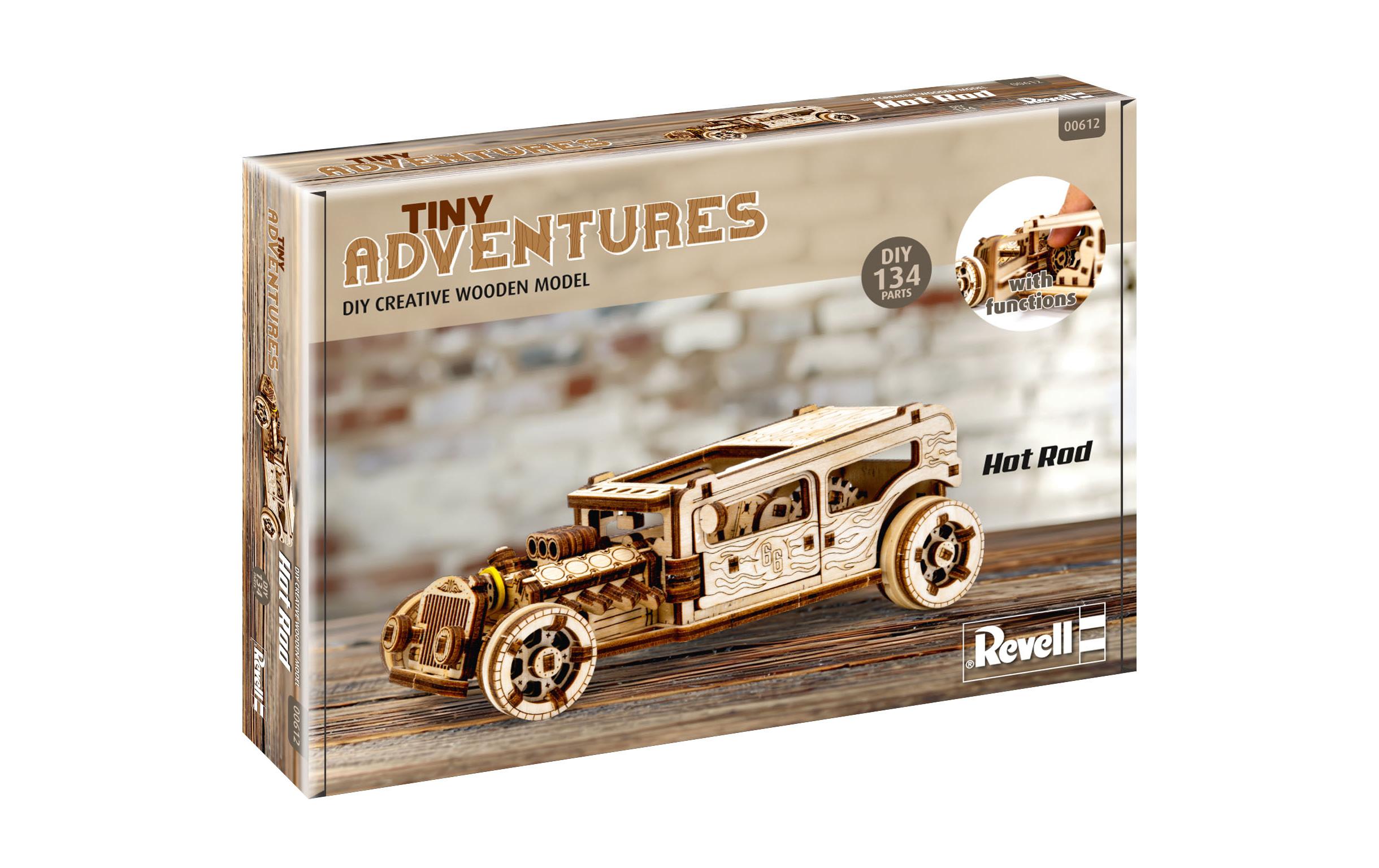 Tiny Adventures – Hot Rod HolzbausatzHot Rod Modellbausatz mit Rückzugsmechanismus