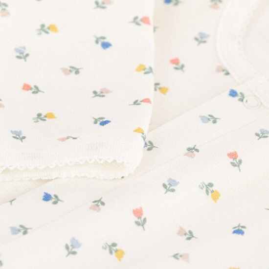 Bodyjama fleurs en coton   Blanc Marshmallow/Blanc Multico        de               Petit Bateau