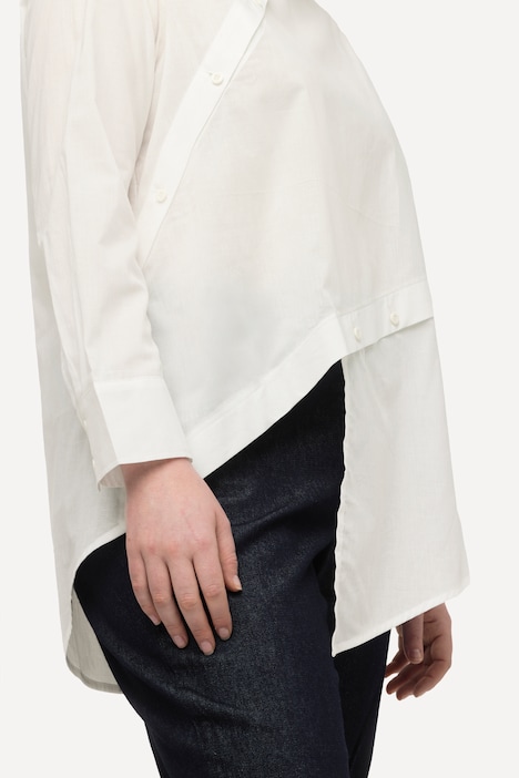 Bluse, A-Linie, V-Ausschnitt, Langarm, Biobaumwolle