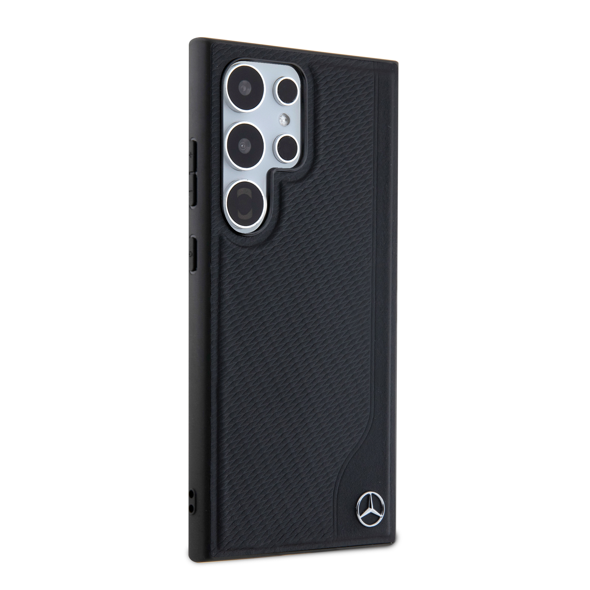 Samsung Galaxy S24 Ultra Hardcase Leder Hülle Debossed Line MagSafe-Modul (MEHMS24L23RBGVK) - Schwarz