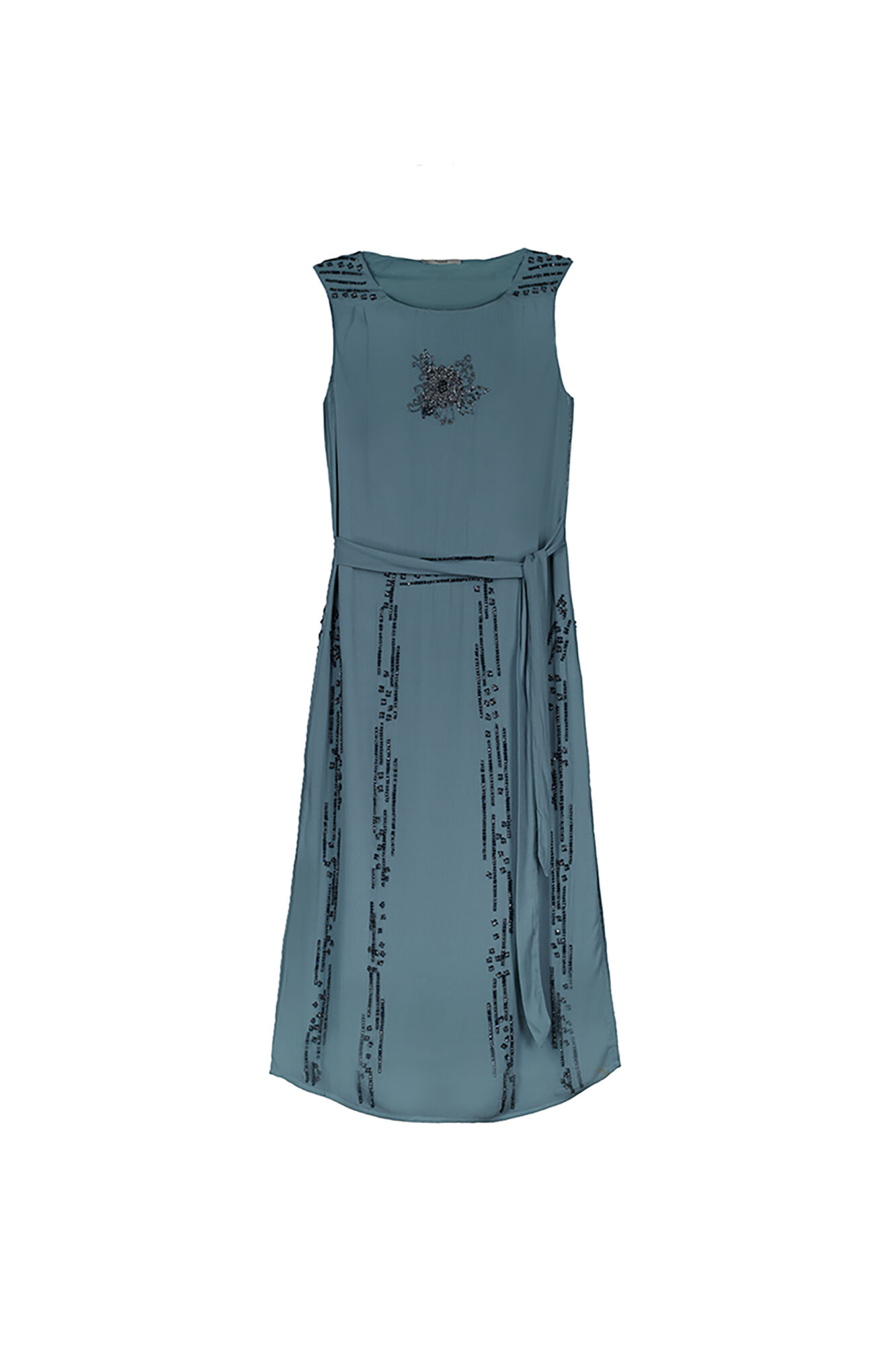 Vestido midi bordado Rita - Azul
