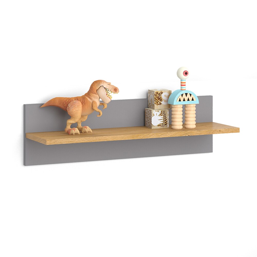 VitaliSpa Wandregal Hängeregal Ablageregal Malia Grau Eiche modern 70x20 cm Kinderzimmer Regal Babyzimmerregal Kindermöbel Babymöbel Ablage Aufbewahrung