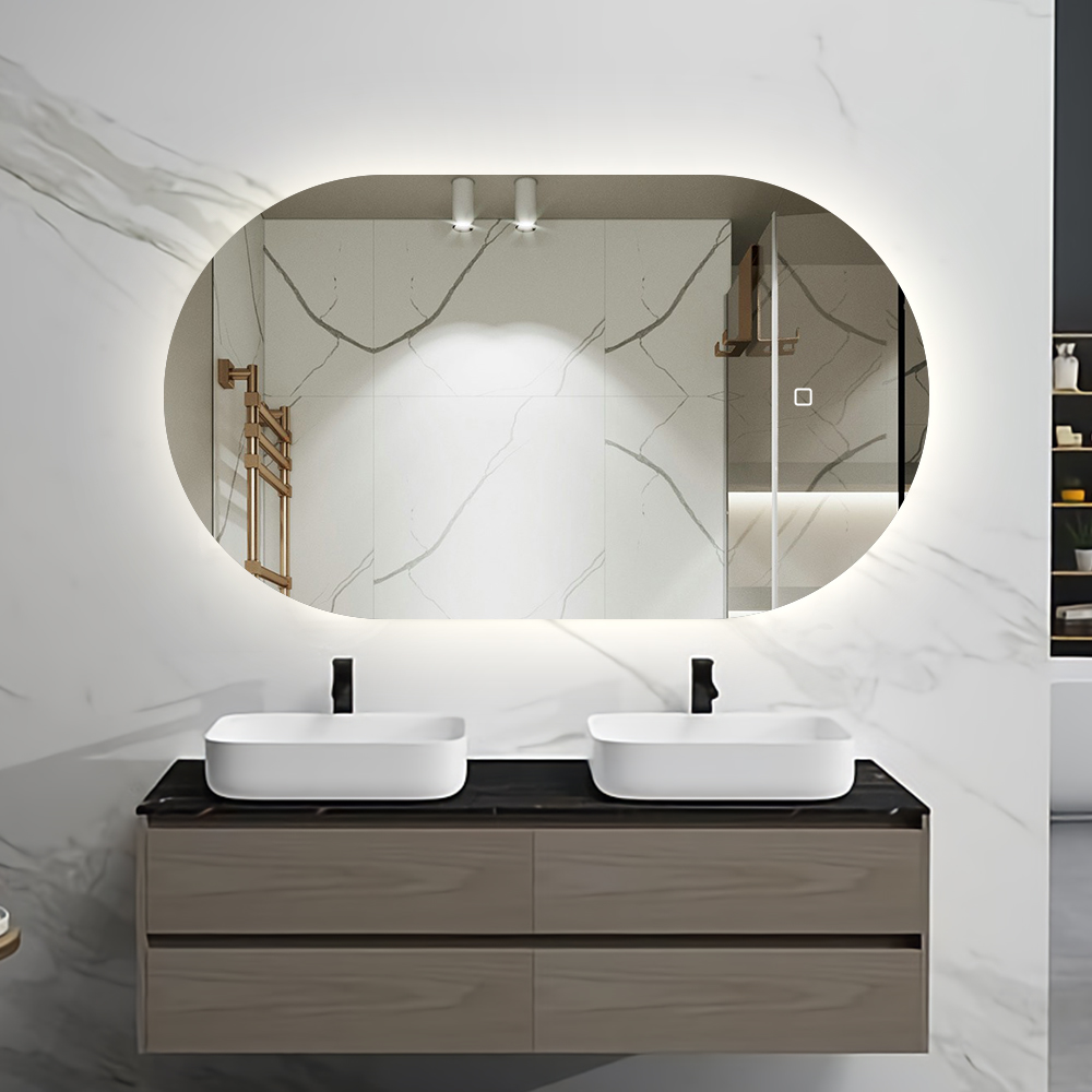 Saniclear Parma ovale spiegel met LED-verlichting en spiegelverwarming 100x50cm