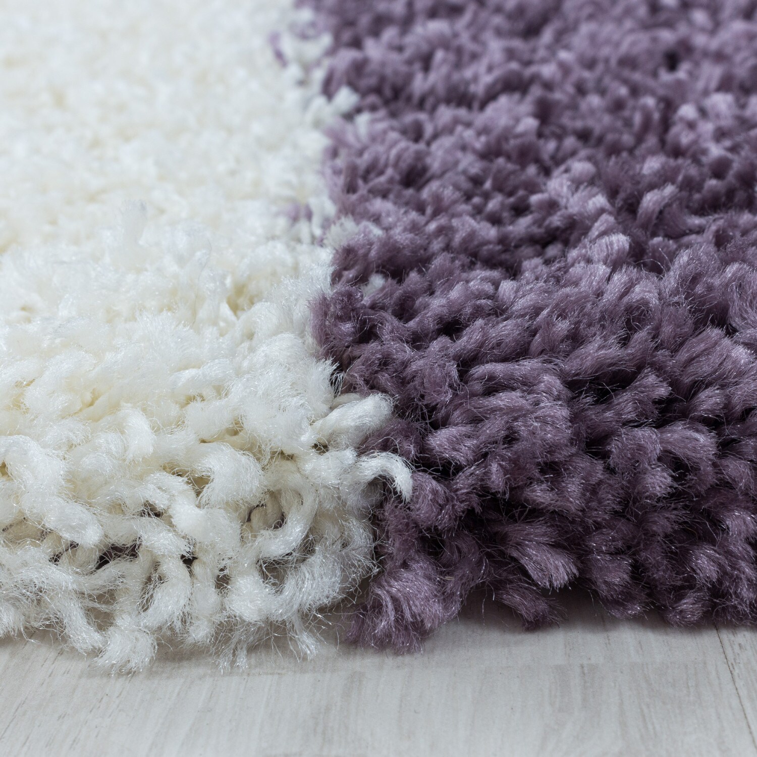 Stilvoller Runde Hochflor Teppich, Modernes geometrisches Design, Shaggy Teppich
