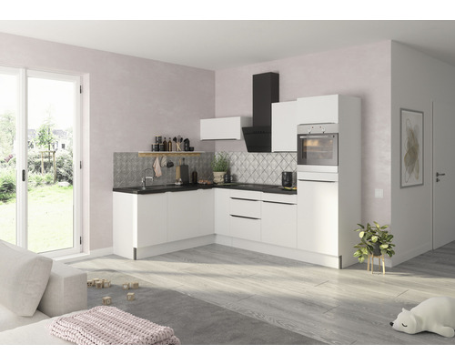Optifit hoekkeuken met apparatuur Arvid986 270 cm wit hoogglans gedemonteerde variant rechts KCAV 2720RAE-8+