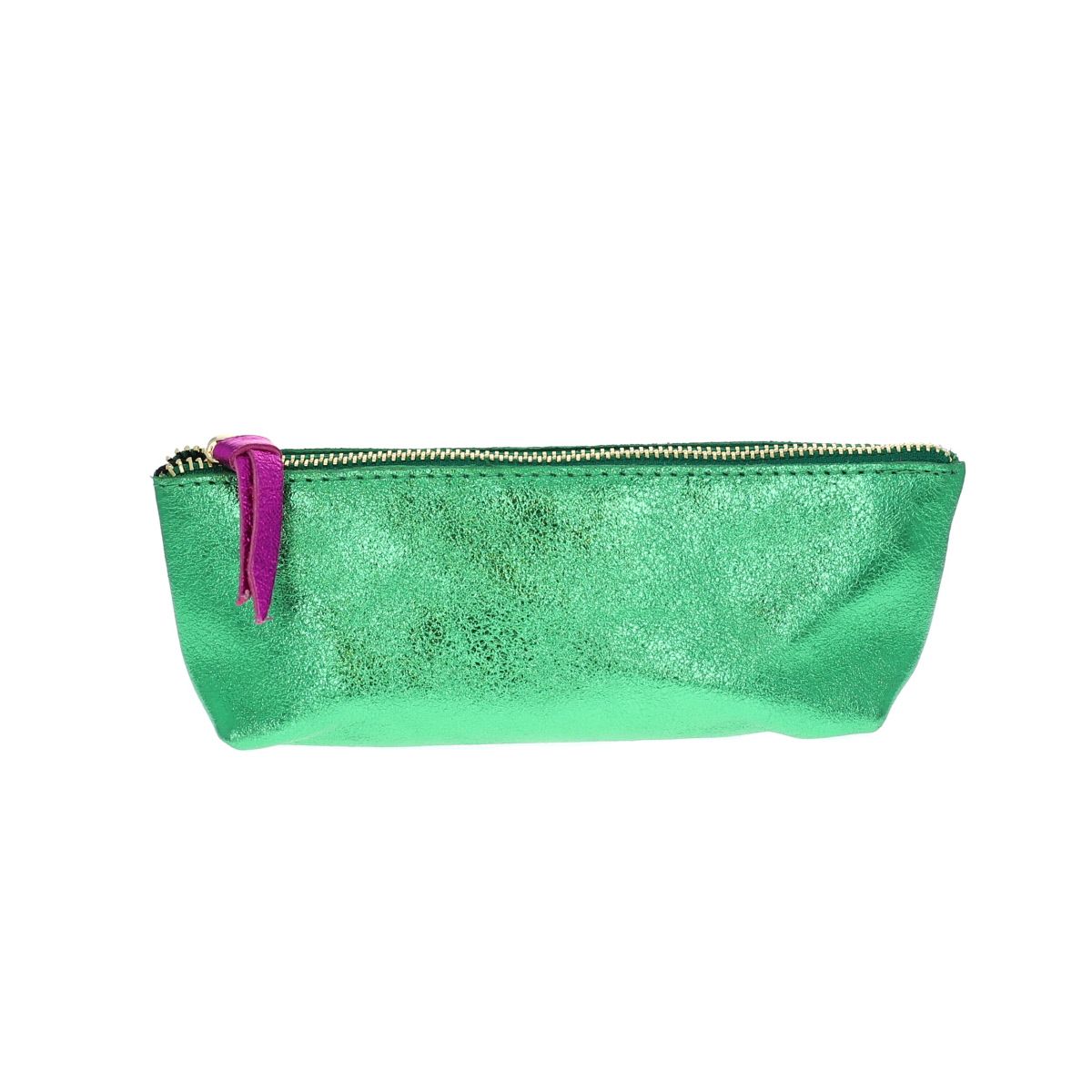 Trousse stylos en cuir vert