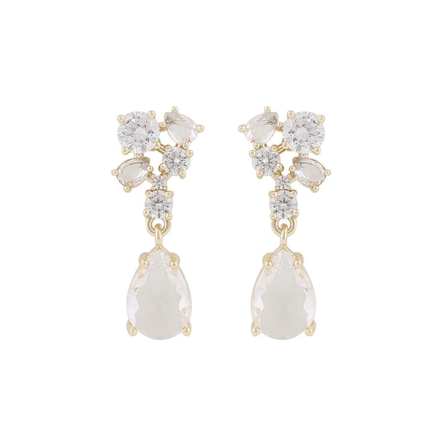Snö Of Sweden River Small Pendant Earring Gold/Clear