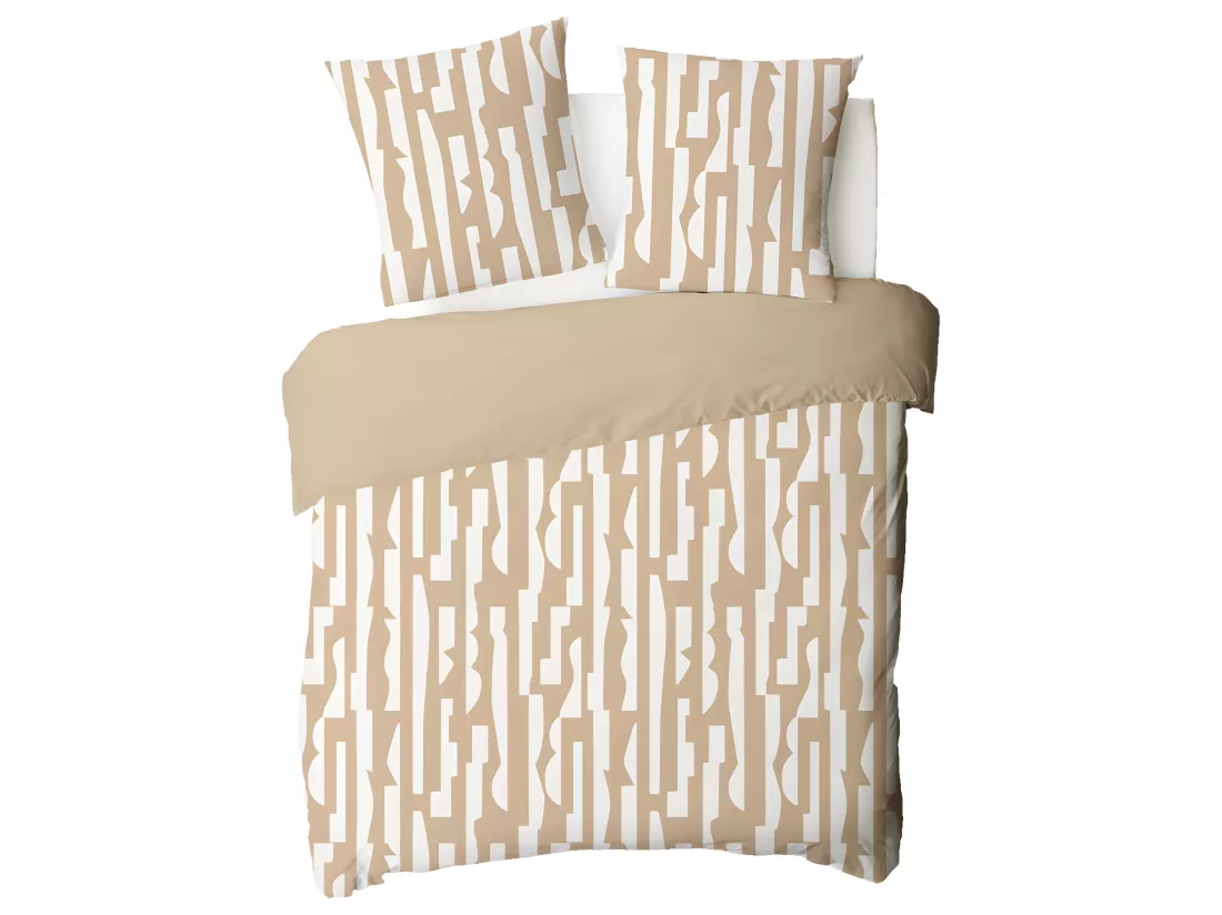 Parure de lit 2 personnes en coton 57 fils imprimé camel 260x240cm