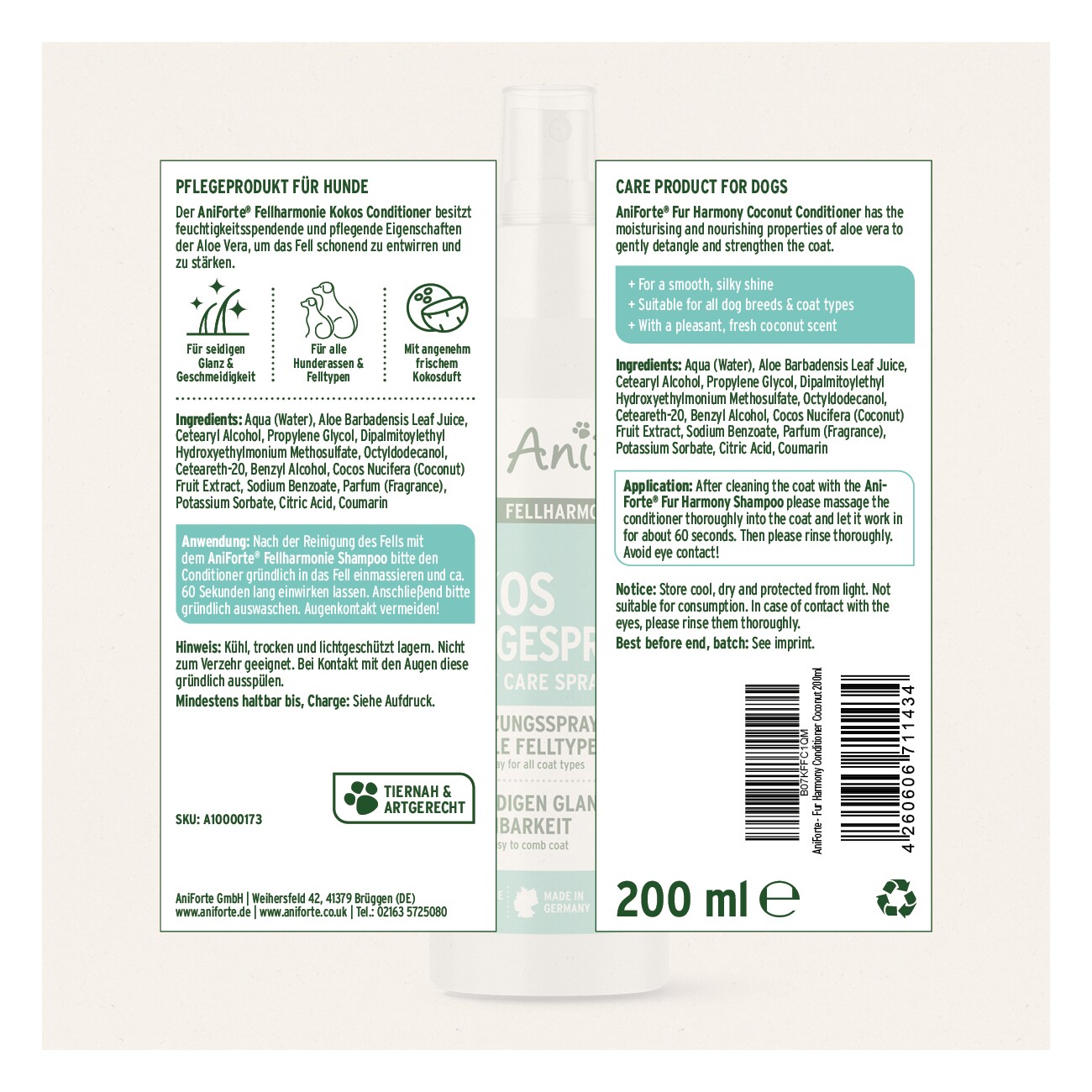 AniForte Pflegespray Kokos Fellharmonie 200 ml