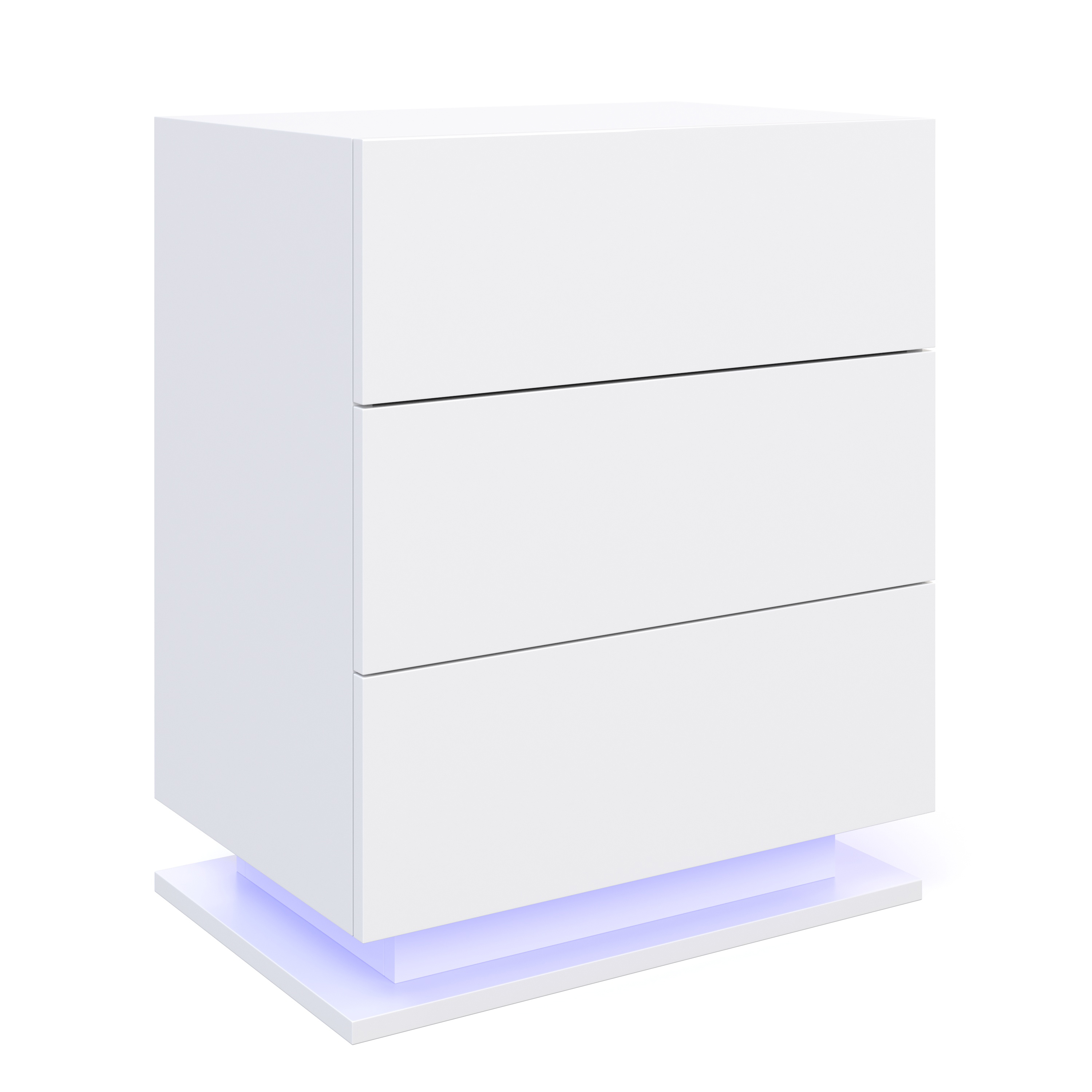 Nachttisch LED MINO 3 Schubladen weiss