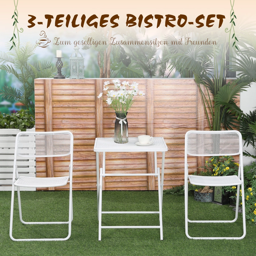 Outsunny Gartenmöbel-Set mit Stahlrahmen weiß
