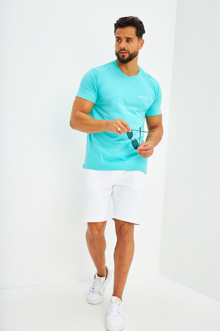 T-shirt basique logo Brentiny brodé vert d'eau