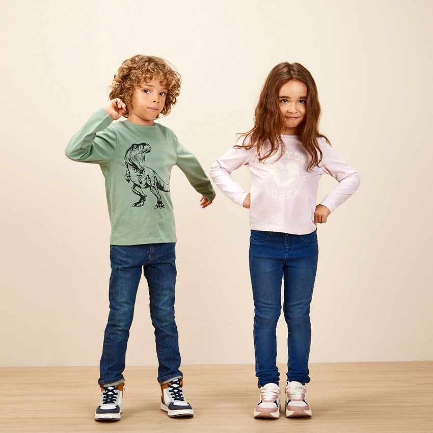 T-shirt manches longues print fantaisie pour fille - Rose