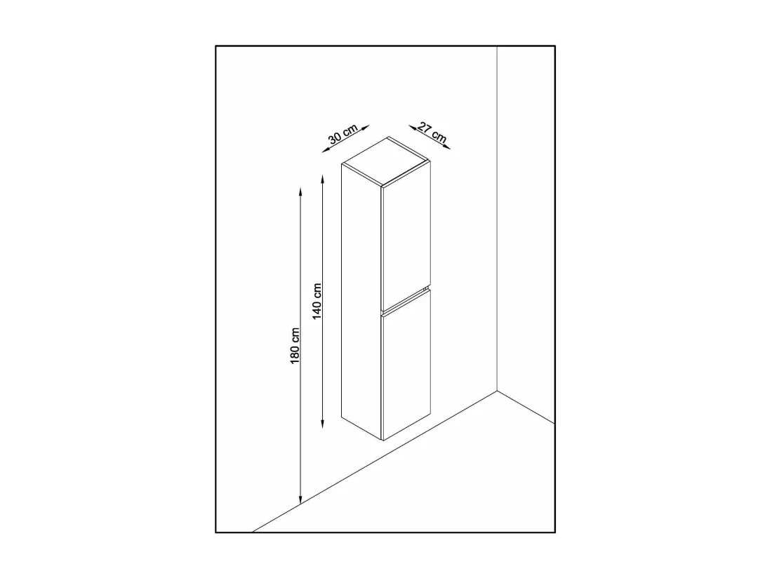Colonne de salle de bain CIMS 2 portes 140x30x27 cm chêne T-BATH