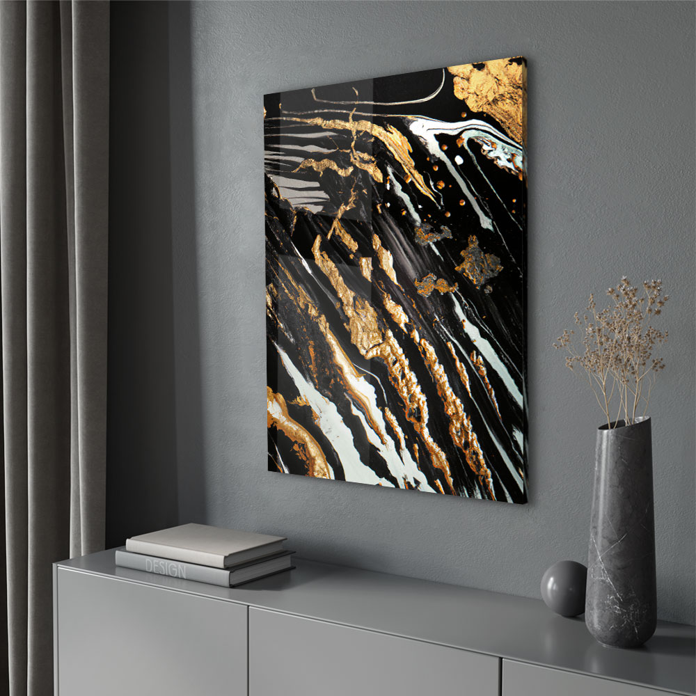 Walljar acrylglas schilderij - Golden paint Acrylglas schilderij - 80 x 120 cm