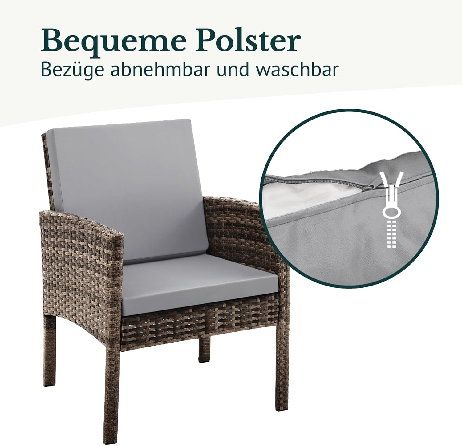 SVITA Denver Polyrattan Gartenmöbel Set 7 Personen Essgruppe Lounge Esstisch Braun