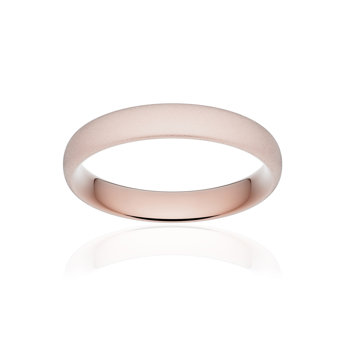 Alliance or 375 rose sablé ruban confort 4mm