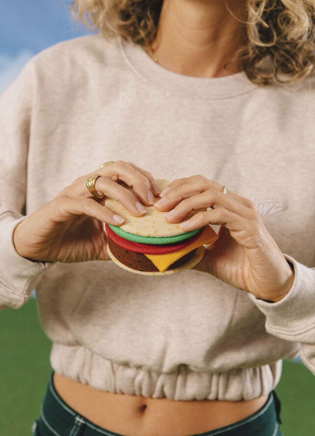 Eat My Socks Strømper - Cheeseburger Multi