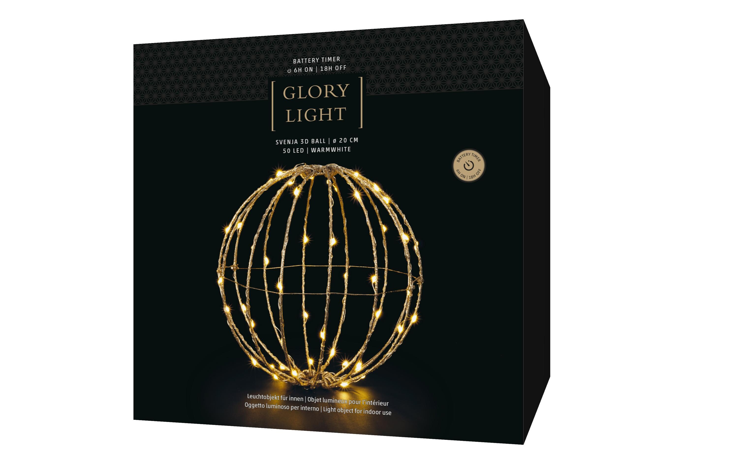 Tischdeko Svenja Star 3D Ball, Ø 20 cm, GoldLED Weihnachtsdekoration