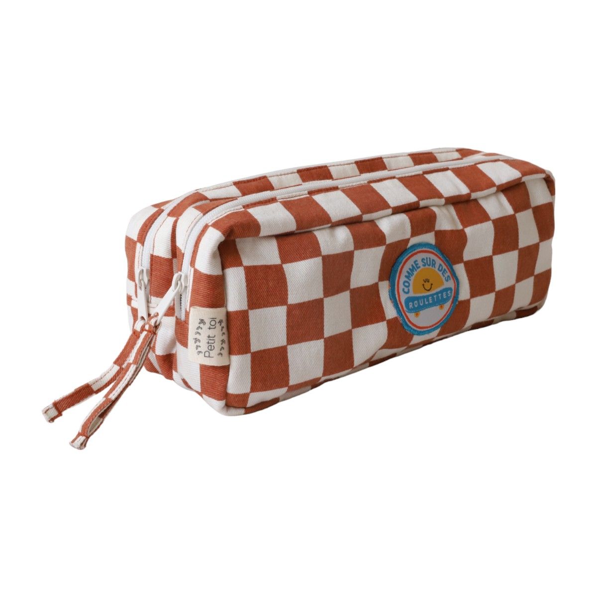 Trousse double zip damier - Skate park Petit toi