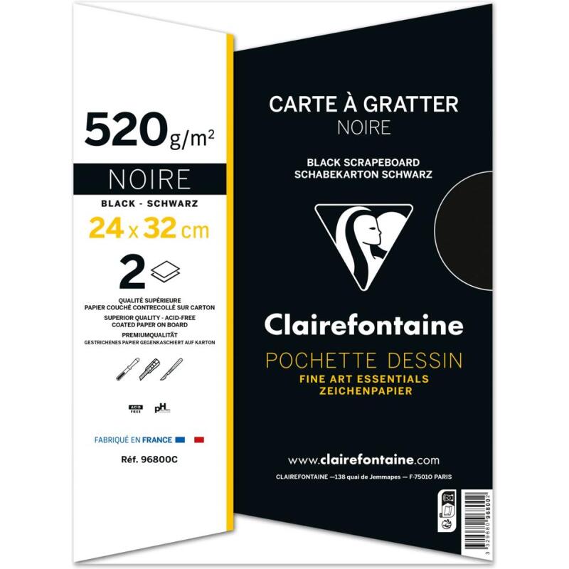 Carte à Gratter pochette 2F 24x32cm 520g - Noir