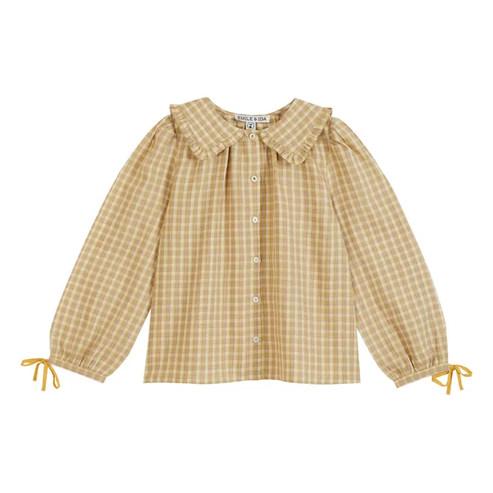 Emile et Ida Blouse Vichy Col Volant | Beige