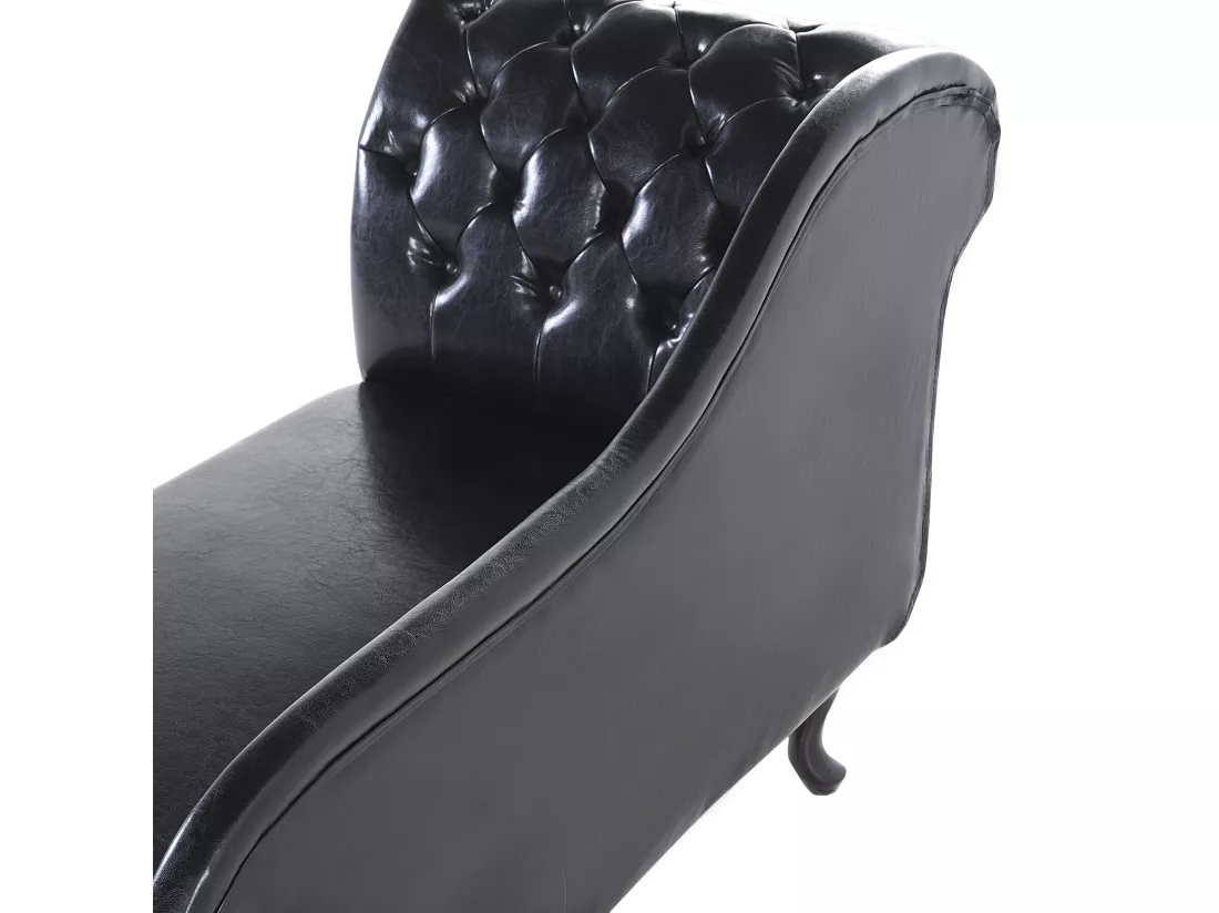 Méridienne Chesterfield noire brillante côté droit NIMES